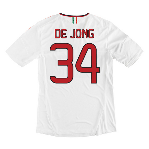 13-14 AC Milan #34 De Jong Away White Soccer Shirt - Click Image to Close